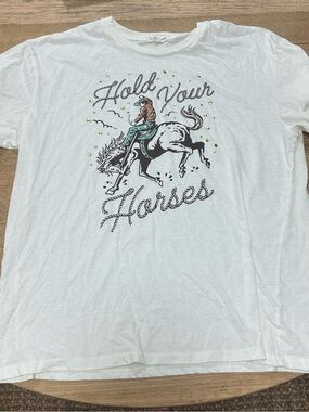 Hold Your Horses White Graphic Tee